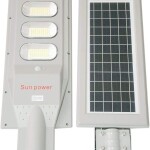 اضاءة LED للشارع بواسطة الطاقة الشمسية بقوة 90 وات مع مستشعر PIR من صن باور، رمادي، أكريليك